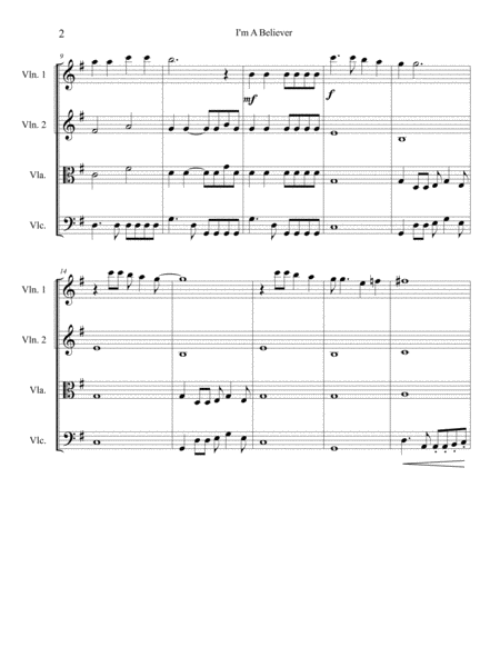 I M A Believer For String Quartet Intermediate Page 2