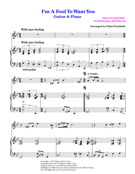 I M A Fool To Want You For Guitar And Piano Page 2