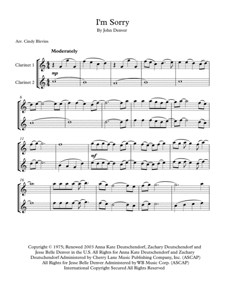 I M Sorry For Clarinet Duet Page 2