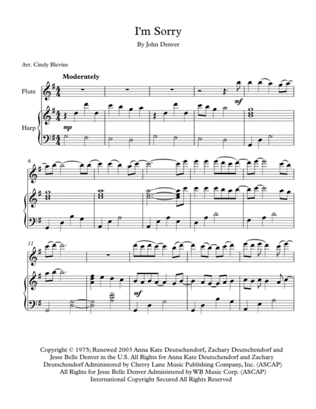 I M Sorry For Harp And Flute Page 2