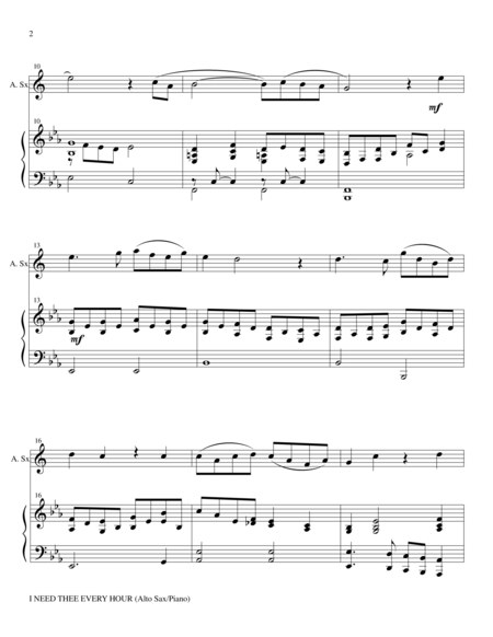 I Need Thee Every Hour Alto Sax Solo With Piano And Sax Part Page 2