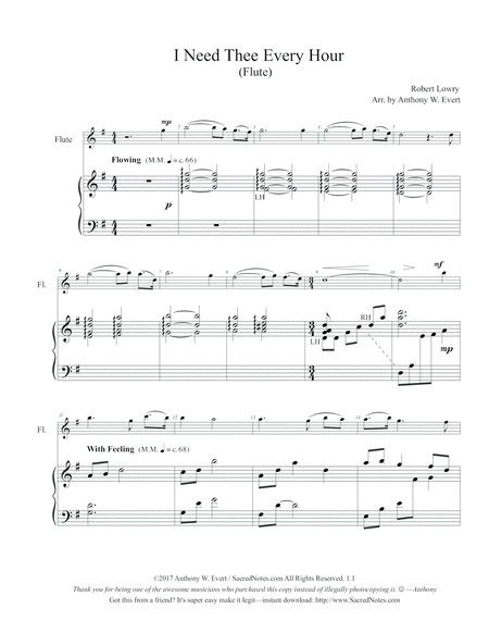 I Need Thee Every Hour Flute Piano Page 2