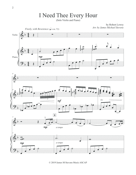 I Need Thee Every Hour Sacred Violin Piano Page 2