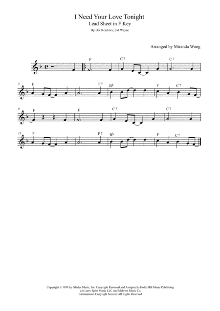 I Need Your Love Tonight Wedding Music For Tenor Or Soprano Saxophone And Piano Page 2