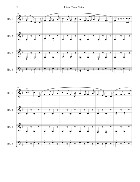 I Saw Three Ships For French Horn Quartet Page 2