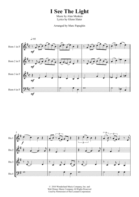 I See The Light From Tangled French Horn Quartet Page 2