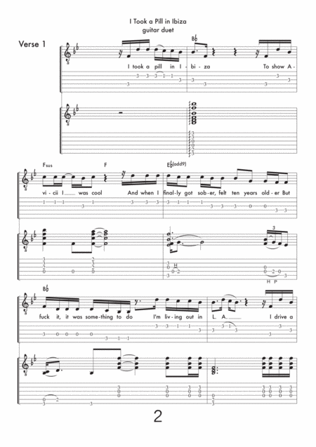 I Took A Pill In Ibiza Guitar Duet With Tabs Page 2