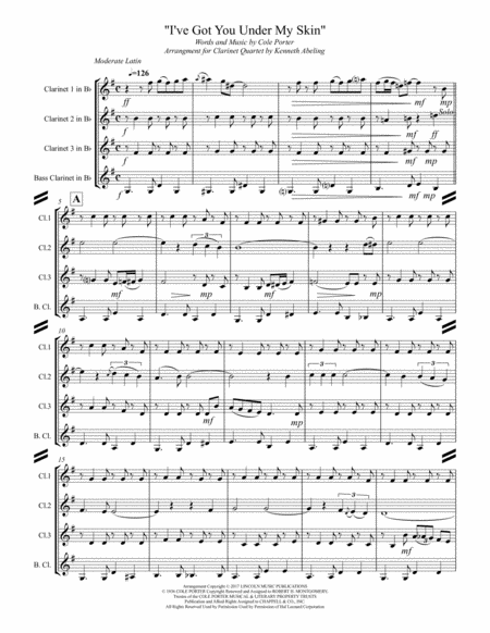 I Ve Got You Under My Skin For Clarinet Quartet Page 2