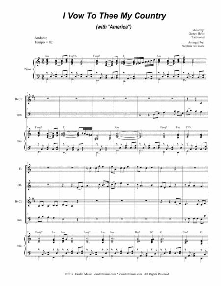 I Vow To Thee My Country With America For Woodwind Quartet And Piano Page 2