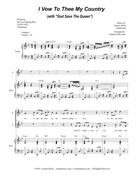 I Vow To Thee My Country With God Save The Queen Duet For Soprano Alto Solo Page 2