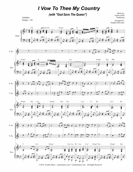 I Vow To Thee My Country With God Save The Queen Duet For Soprano Tenor Saxophone Page 2