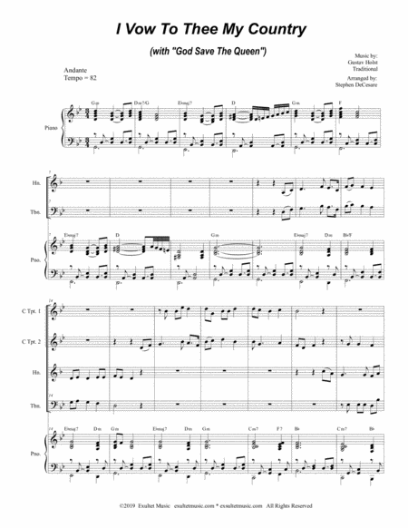 I Vow To Thee My Country With God Save The Queen For Brass Quartet And Piano Page 2