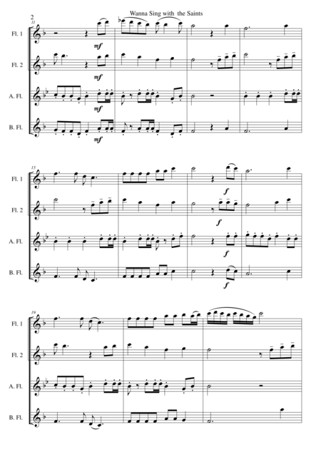 I Wanna Sing With The Saints For Flute Quartet Page 2