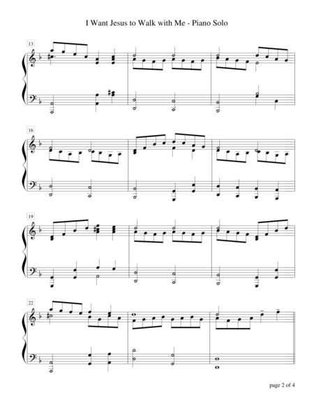 I Want Jesus To Walk With Me Piano Solo Page 2