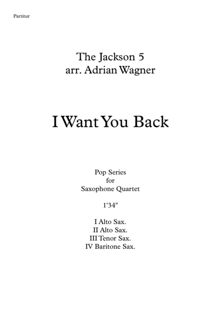 I Want You Back Jackson 5 Saxophone Quartet Aatb Arr Adrian Wagner Page 2