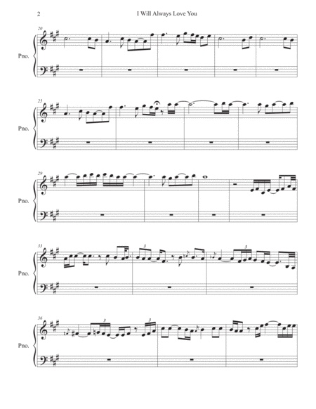 I Will Always Love You Sax Solo Included Piano Page 2