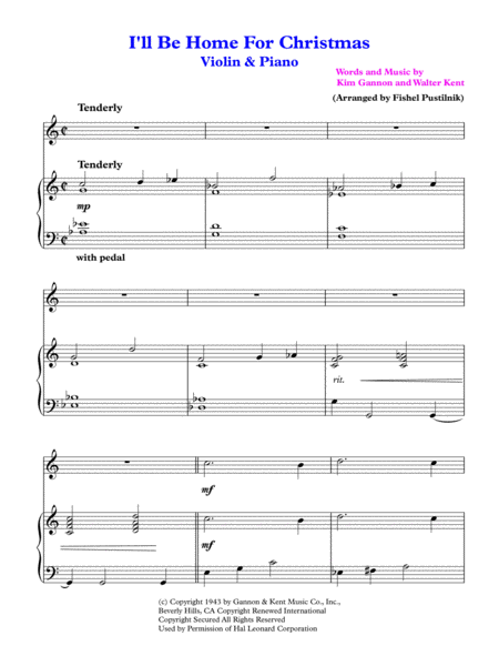 I Will Be Home For Christmas For Violin And Piano Page 2