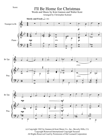 I Will Be Home For Christmas Trumpet And Piano Page 2