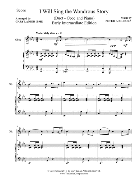 I Will Sing The Wondrous Story Early Intermediate Edition Oboe Piano With Parts Page 2