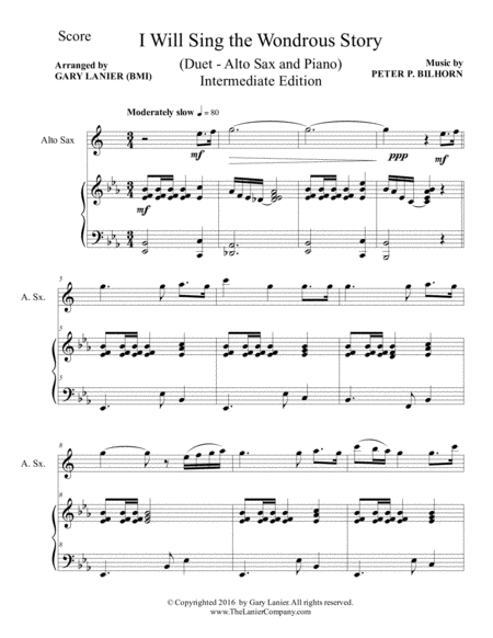 I Will Sing The Wondrous Story Intermediate Edition Alto Sax Piano With Parts Page 2