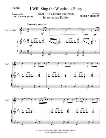 I Will Sing The Wondrous Story Intermediate Edition Bb Clarinet Piano With Parts Page 2