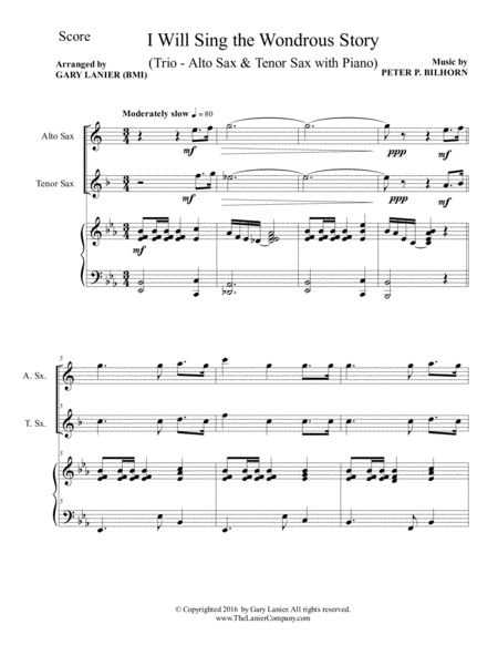 I Will Sing The Wondrous Story Trio Alto Sax Tenor Sax With Piano And Parts Page 2