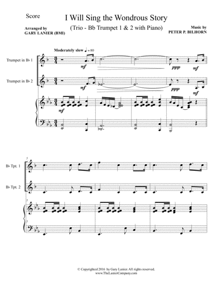 I Will Sing The Wondrous Story Trio Bb Trumpet 1 2 With Piano And Parts Page 2