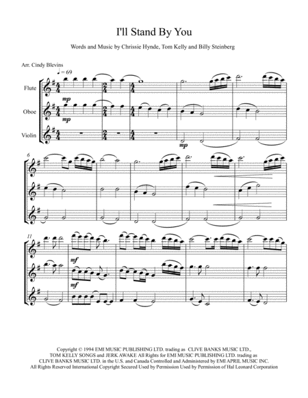 I Will Stand By You Arranged For Flute Oboe And Violin Page 2