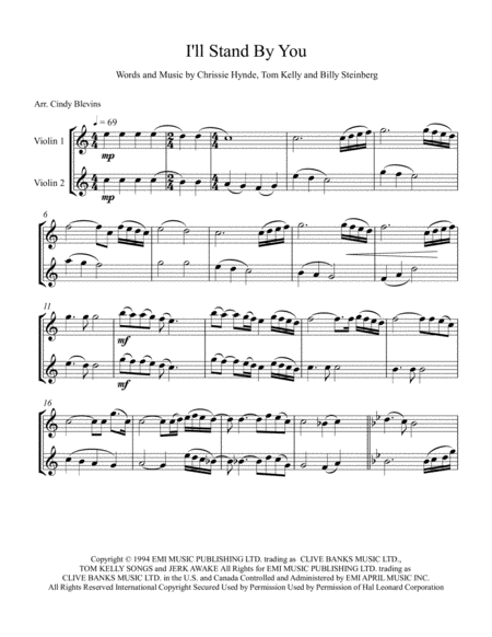 I Will Stand By You Arranged For Violin Duet Page 2