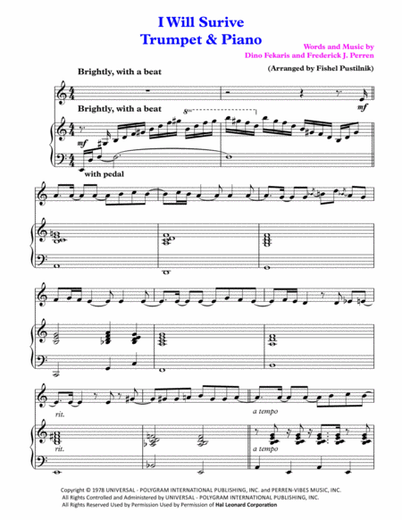 I Will Survive For Trumpet And Piano With Improvisation Page 2
