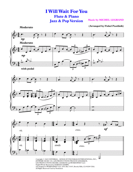 I Will Wait For You For Flute And Piano Video Page 2