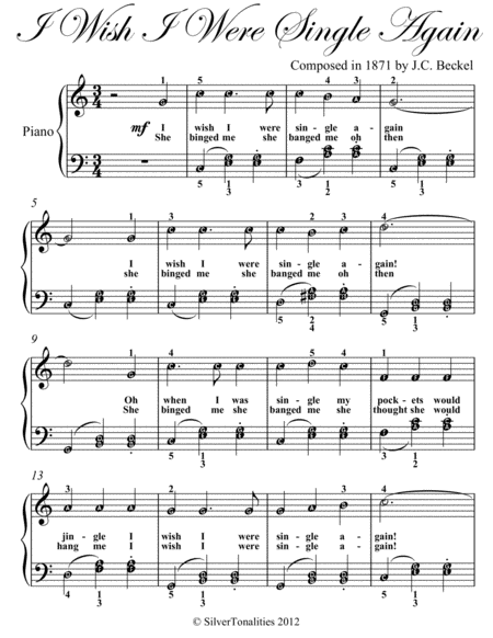 I Wish I Were Single Again Easy Piano Sheet Music Page 2