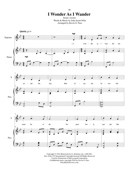 I Wonder As I Wander Easter Version For Vocal Solo With Piano Accompaniment Page 2