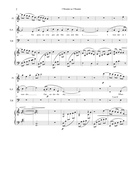 I Wonder As I Wander For Satb Keyboard And Flute Page 2