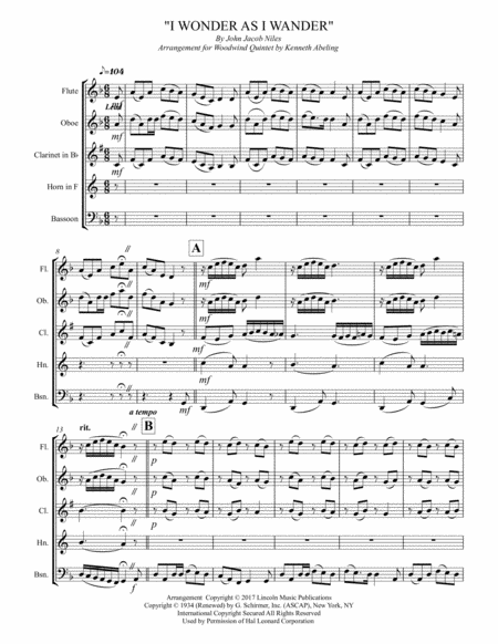 I Wonder As I Wander For Woodwind Quintet Page 2