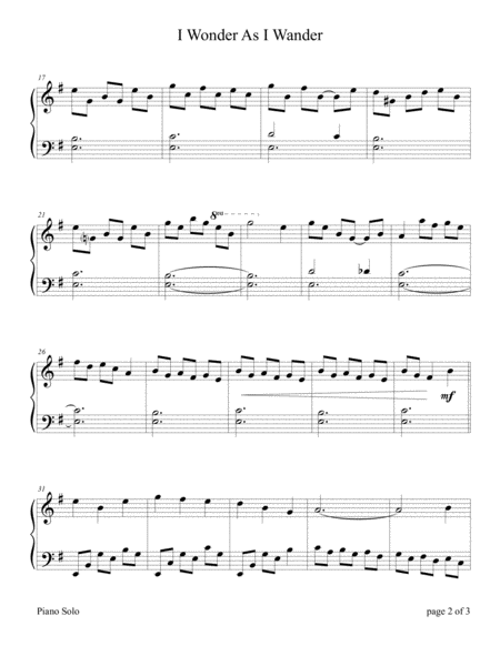 I Wonder As I Wander Piano Solo Page 2