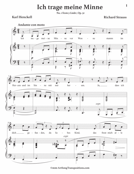 Ich Trage Meine Minne Op 32 No 1 Transposed To C Major Page 2
