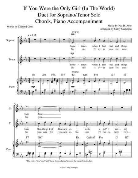 If You Were The Only Girl In The World Duet For Soprano Tenor Solo Chords Piano Accompaniment Page 2