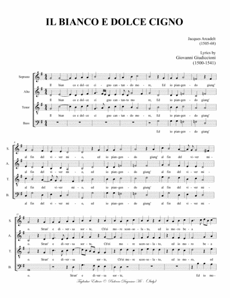 Il Bianco E Dolce Cigno J Arcadelt For Satb Choir Page 2