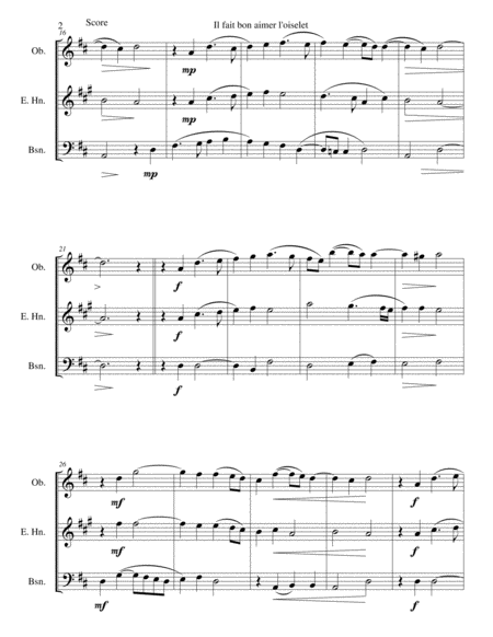 Il Fait Bon Aimer L Oiselet For Double Reed Trio Oboe Cor Anglais Bassoon Page 2