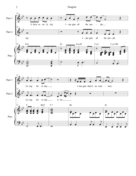 Imagine For 2 Part Choir Page 2