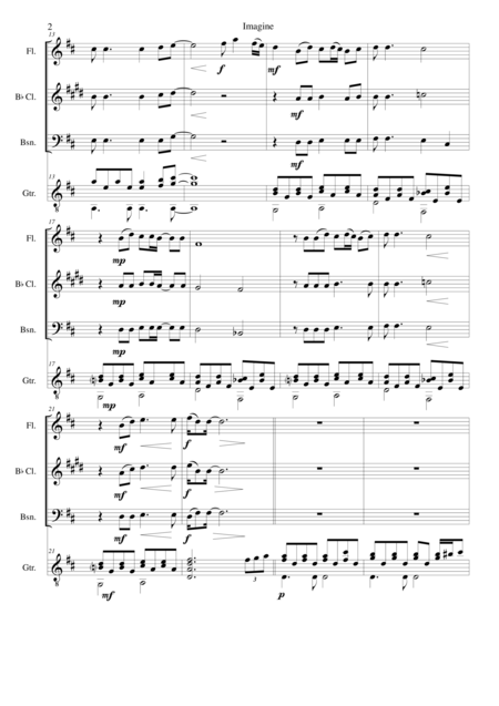 Imagine For Flute Clarinet Bassoon And Guitar Page 2