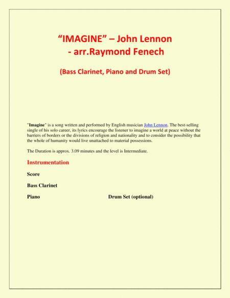 Imagine John Lennon Bass Clarinet Piano And Optional Drum Set Intermediate Level Page 2