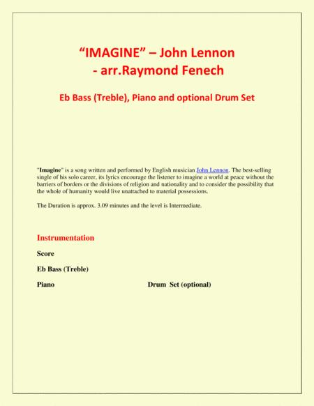 Imagine John Lennon Tuba In Eb Treble Clef Piano And Optional Drum Set Intermediate Level Page 2