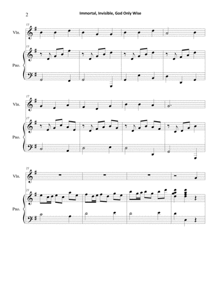 Immortal Invisible God Only Wise Violin Piano Page 2