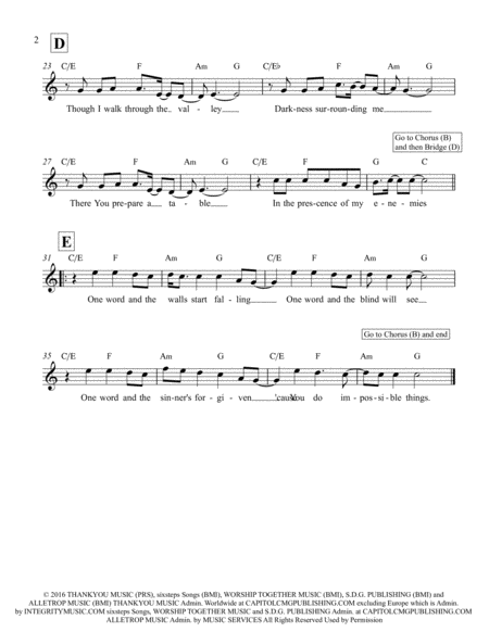 Impossible Things Lead Sheet G A Bb C And D Keys Page 2