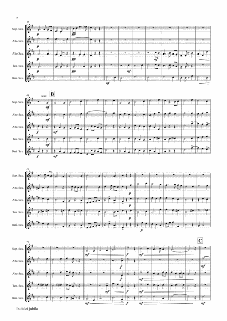 In Dulci Jubilo Christmas Song Jazz Waltz Saxophone Quintet Page 2