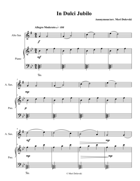 In Dulci Jubilo E Flat Saxes Alto Baritone Piano Page 2