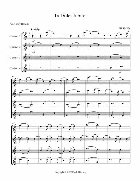 In Dulci Jubilo For Clarinet Quartet Page 2