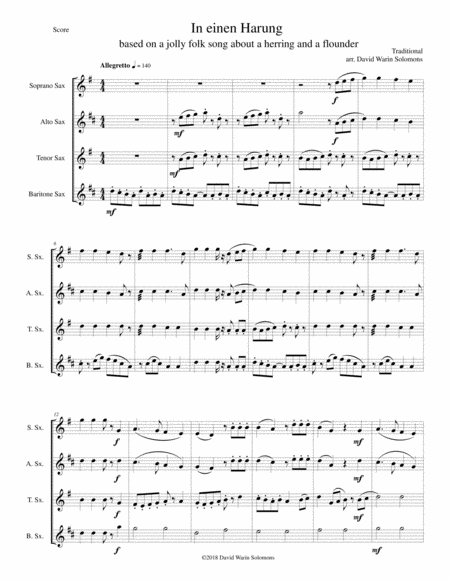 In Einen Harung A Jolly Folk Song About A Herring And A Flounder For Saxophone Quartet Page 2